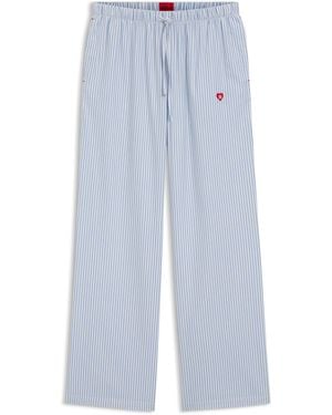 HUGO Pyjama-Hose Aus Baumwoll-Mix Mit Herz-Logo - Blau