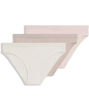 BOSS Set Van Drie Slips Met Logotailleband Van Stretchkatoen - Wit