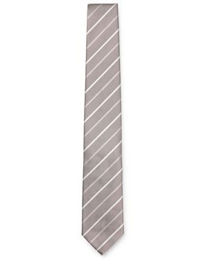 BOSS Tie With Diagonal Stripe - Grey