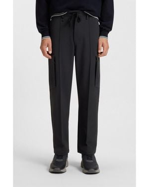 BOSS Cargo Pants With Pintuck Pleats - Black