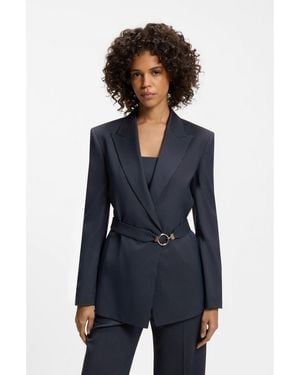 HUGO Regular-Fit Blazer With Buckled Belt - Blue