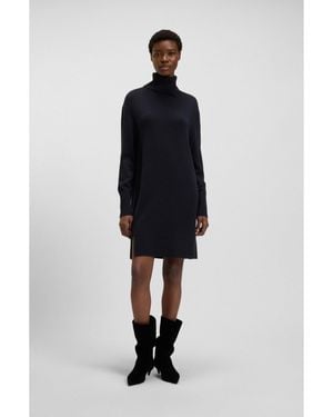 BOSS Split-Rollneck Jumper Dress - Blue