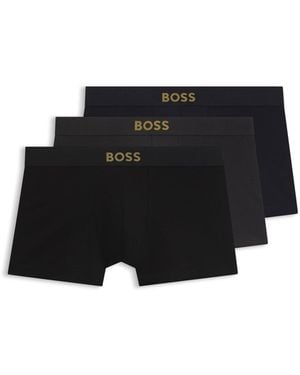 BOSS Gift-Boxed Three-Pack Of Stretch-Cotton Trunks - Black