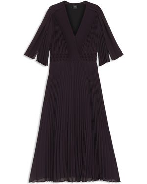 BOSS Plissee-Kleid Mit Gesmokter Taille - Schwarz