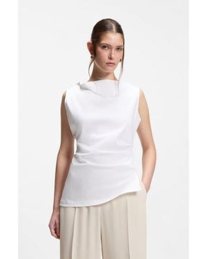 BOSS Cowl-Neck Asymmetric Top - White