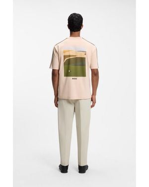 BOSS The Open Cotton T-Shirt With Golf Graphic - Natural