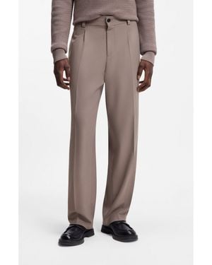 HUGO Modern-Fit Stretch-Twill Formal Trousers - Natural