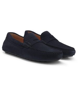 BOSS Portuguese-Crafted Moccasin Loafers - Blue