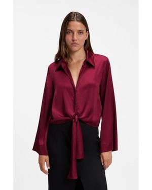 HUGO Relaxed-Fit Blouse With A Tie-Front Feature - Red