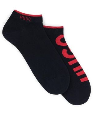 HUGO Cotton-Blend Ankle Logo Socks - Blue