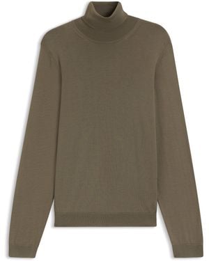 BOSS Regular-Fit Rollkragenpullover Aus Merinowolle - Grün