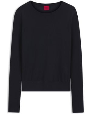 HUGO Versatile Virgin Wool Crew-Neck Jumper - Black