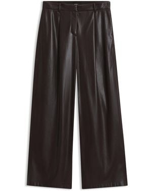 BOSS Broek Met Wijde Pijpen Van Imitatieleer - Grijs