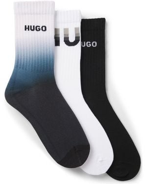 HUGO Three-Pack Of Short Socks With Logos - Blue
