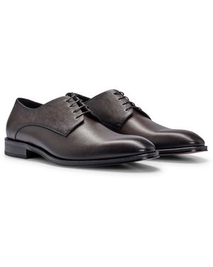 BOSS Italian-made Derby Shoes In Smooth And Printed Leather - Multicolour