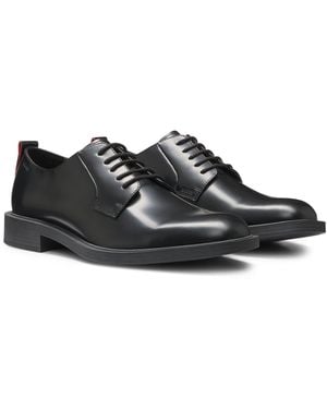HUGO Leren Derbyschoenen Met Logodetail - Zwart