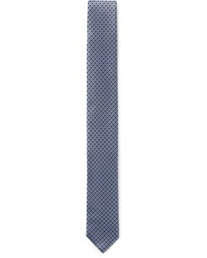HUGO Zijden Stropdas Met Jacquardgeweven Geometrisch Dessin - Blauw