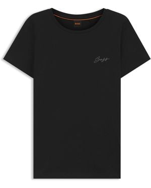 BOSS Slim-Fit T-Shirt Aus Baumwolle Mit Script-Logo - Schwarz