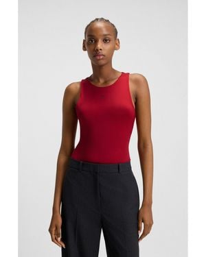 HUGO Stretch-Jersey Bodysuit With Stacked Logo - Red