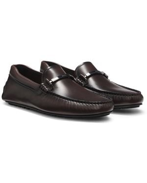 BOSS Nappa-Leather Driver Shoes With Branded Hardware - Black