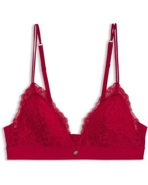 BOSS Premium Kanten Bralette Met Mesh Plooitjes - Rood