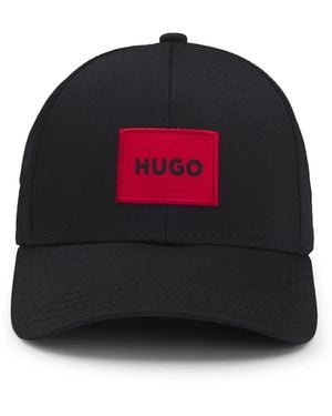 HUGO Gorra En Sarga De Algodón Con Etiqueta Con Logo Roja - Rojo