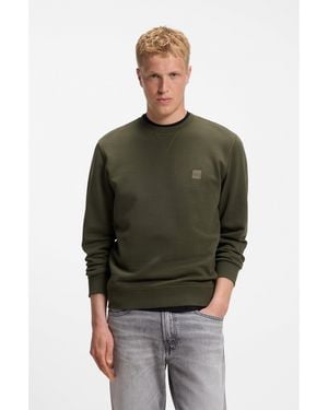 BOSS Cotton-Terry Sweatshirt With Logo Patch - Green