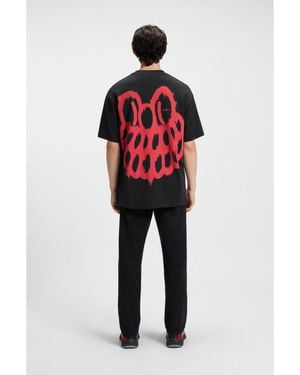 HUGO X Rb By Slawn Cotton T-Shirt With Printed Back - Red