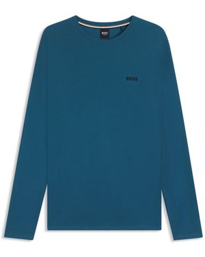 BOSS Waffle-Structured Pyjama T-Shirt - Blue