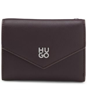HUGO Flap Wallet With Stacked-Logo Hardware - Purple