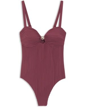 BOSS Badpak Van Geplooid Materiaal Met Metallic Double B-Monogram - Rood