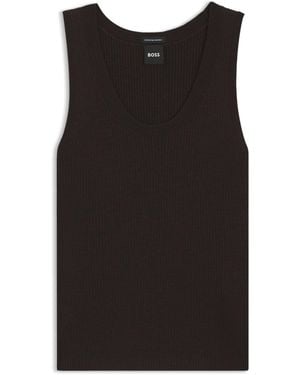 BOSS Sleeveless Ribbed Top - Black