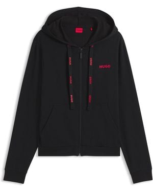 HUGO Hoodie Van Een Katoenmix Met Rits - Zwart