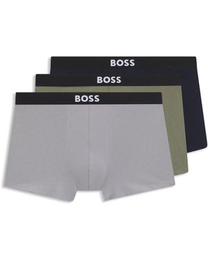 BOSS Dreier-Pack Eng Anliegende Boxershorts Aus Stretch-Baumwolle Mit Kurzem Bein Und Logos Am Bund - Schwarz