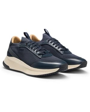 BOSS Ttnm Evo Trainers With Knitted Uppers - Blue