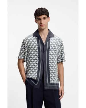 HUGO Oversize-Fit Printed Shirt - Grey