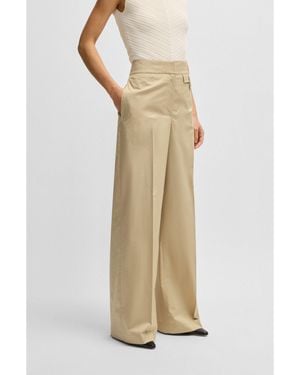 BOSS High-Waisted Regular-Fit Trousers - Natural