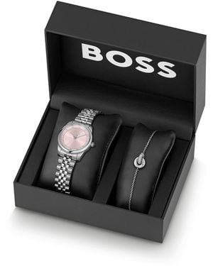 BOSS Crystal-Embellished Watch And Bracelet Gift Set - Black