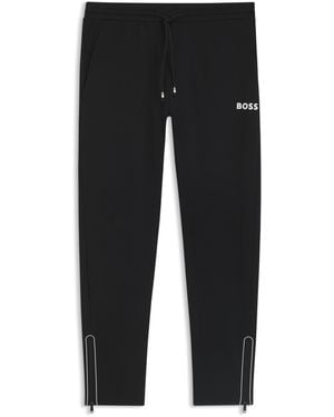 BOSS Active Stretch-Gabardine Tracksuit Bottoms With Thermoregulating Technology - Black