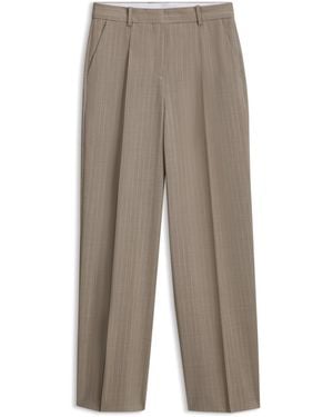 BOSS Regular-Fit Hose Aus Schurwolle Mit Nadelstreifen Und Weitem Beinverlauf - Natur