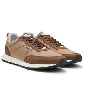 HUGO Retro-Inspired Sneakers With Faux Suede - Natural