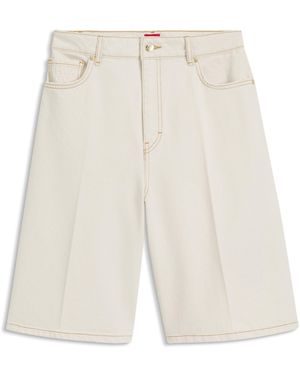HUGO Shorts De Pernera Ancha En Denim Crudo Lavado - Blanco