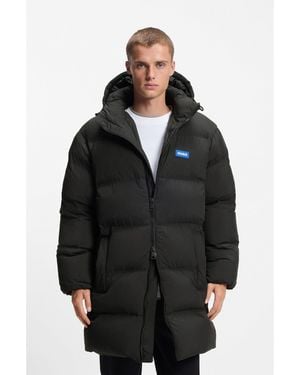 HUGO Water-Repellent Relaxed-Fit Padded Jacket With Adjustable Hood - Black