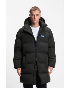 HUGO Water-Repellent Relaxed-Fit Padded Jacket With Adjustable Hood - Black