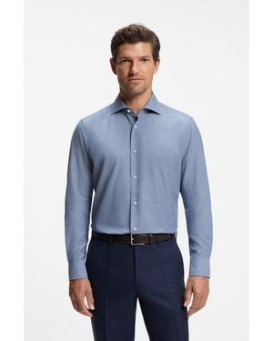 BOSS Regular-Fit Cotton-Cashmere Shirt - Blue