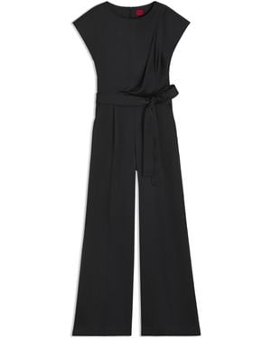 HUGO Jumpsuit Van Zacht Satijn Met Riem - Zwart