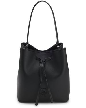BOSS Grained Faux-Leather Bucket Bag With Double B Monogram - Black