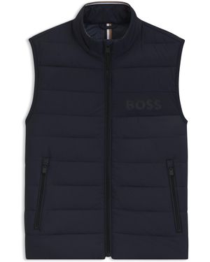 BOSS Waterafstotende Bodywarmer Met Ton-Sur-Ton Logo - Blauw