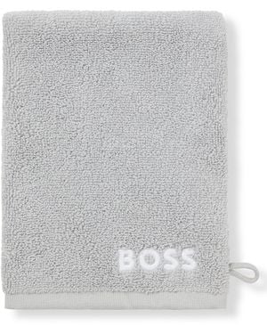 BOSS Manopla De Baño De Algodón Con Logo Bordado En Contraste - Gris