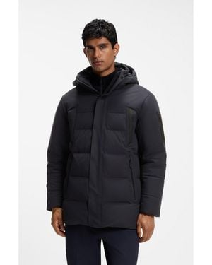 BOSS Water-Repellent Parka Jacket With Down Filling - Blue